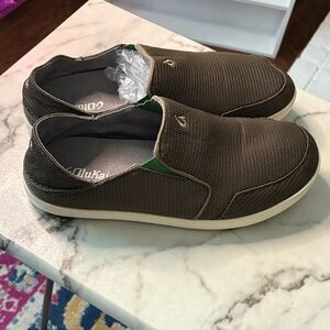 OluKai Men's Dark Brown Slip-On Loafers